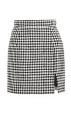 Moda Operandi Alessandra Rich Vichy Sequin Tweed Mini Skirt With Side Split