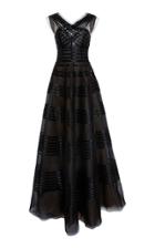 Marchesa Bugle Bead Striped Gown