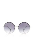 Loewe Round Leather-trimmed Metal Sunglasses