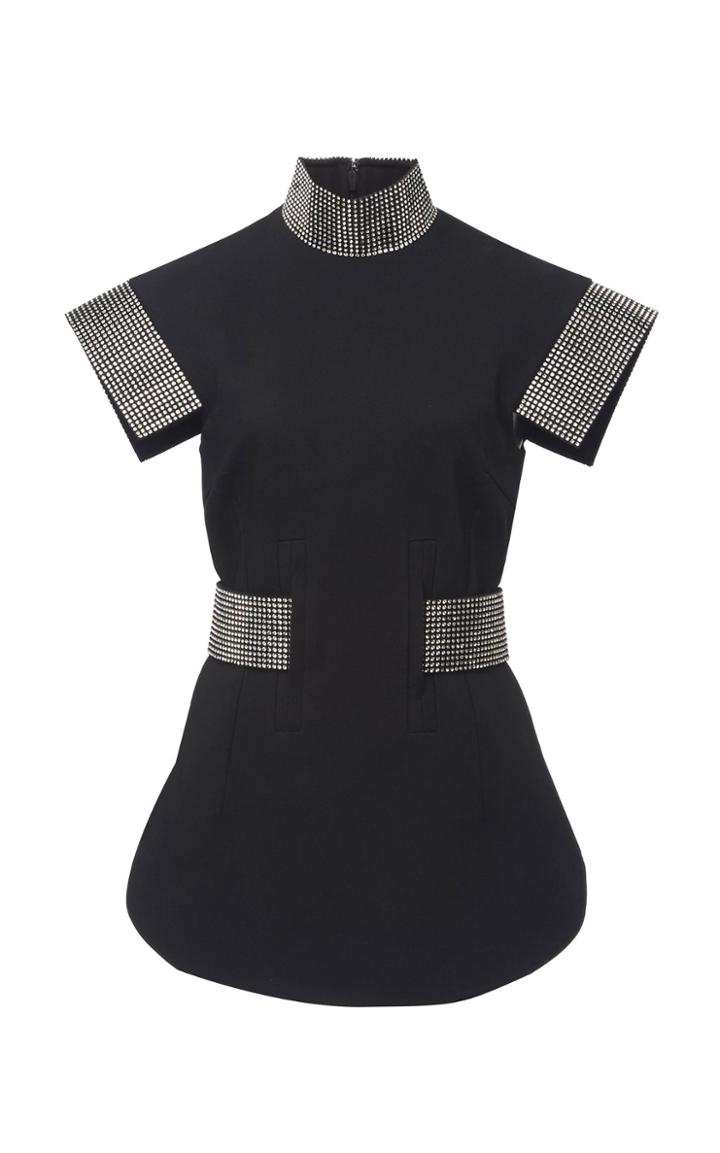 Christopher Kane Belted Crepe Sequin Top