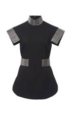 Christopher Kane Belted Crepe Sequin Top