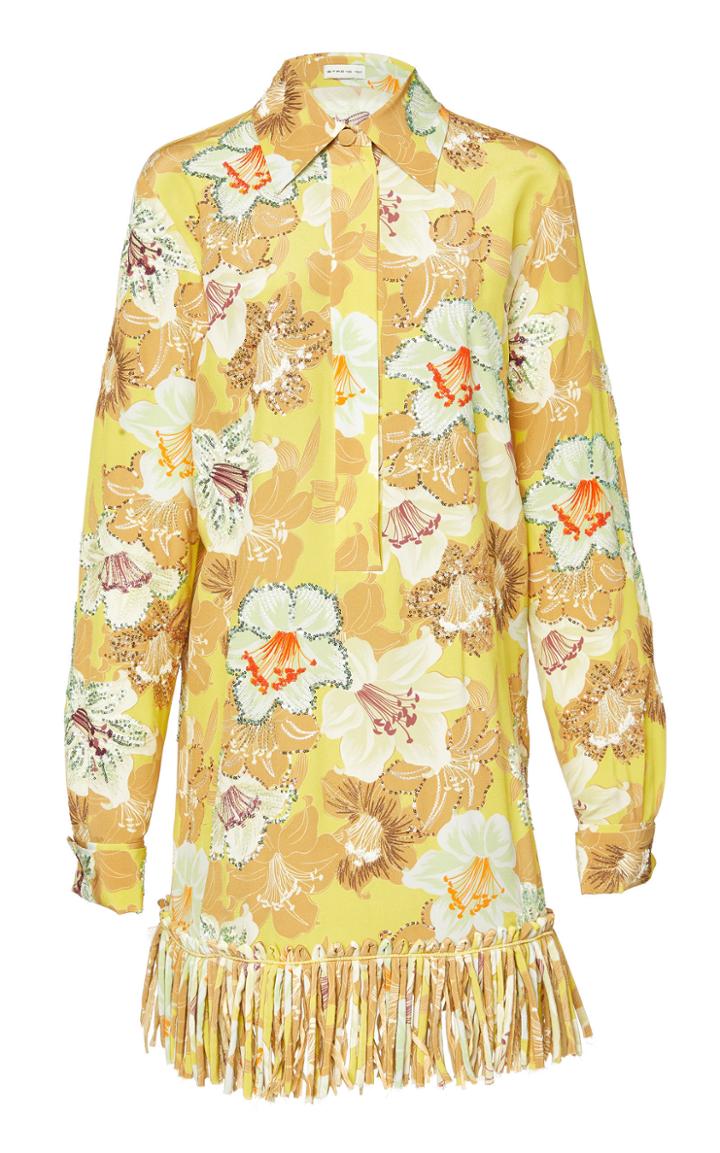 Etro Fringe Hem Printed Silk Dress