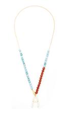 Timeless Pearly Turquoise And Pearl Initial Necklace