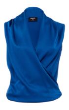 Paule Ka Sleeveless Crepe Blouse With Side Zip