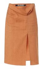 Moda Operandi Jacquemus Drap Tie-detailed Pleated Hemp-blend Midi Skirt