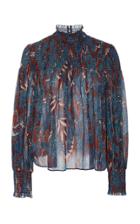 Ulla Johnson Dune Metallic Smocked Cotton-silk Blend Top Size: 0
