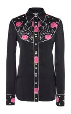 Moda Operandi Paco Rabanne Floral-paneled Satin Western Shirt Size: 34