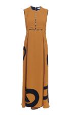 Victoria Beckham Knot-print Sleeveless Crepe Midi Dress
