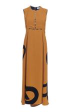Victoria Beckham Knot-print Sleeveless Crepe Midi Dress