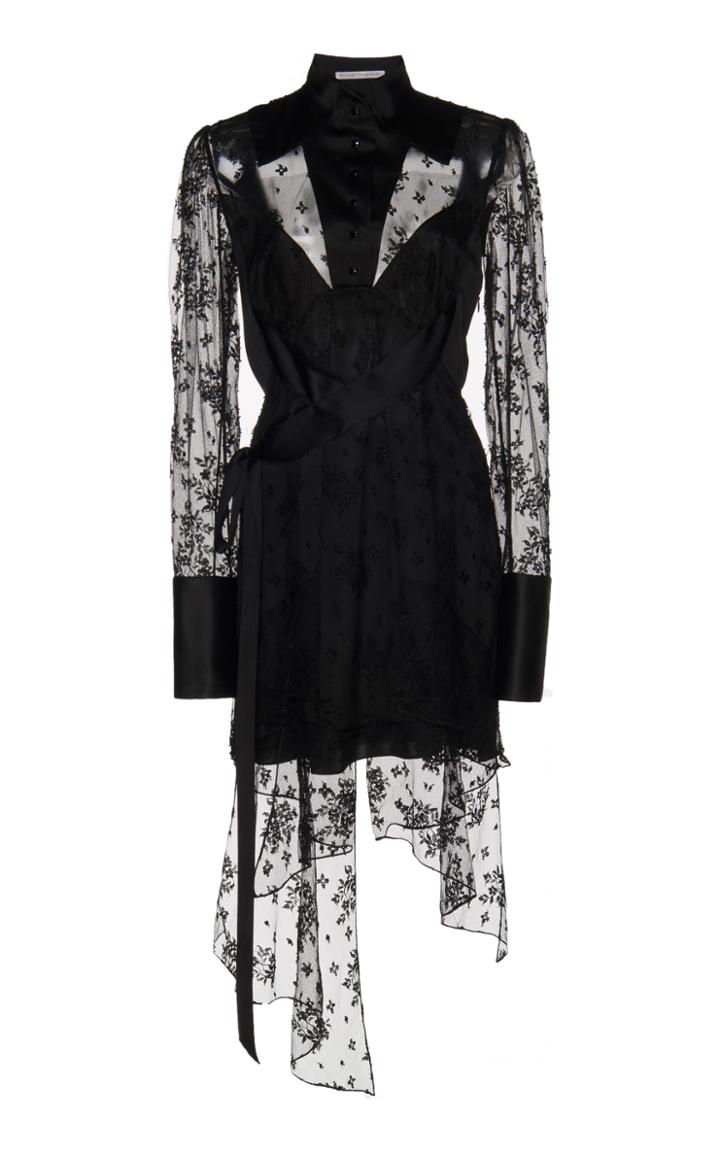 Olivier Theyskens Asymmetrical Lace Shirt Dress