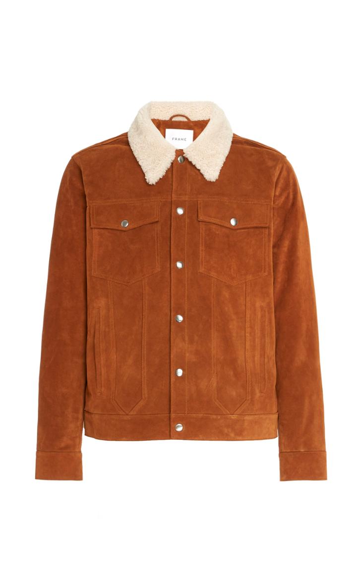 Frame Shearling-trimmed Suede Jacket