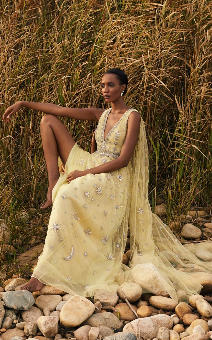 Moda Operandi Cucculelli Shaheen Galaxy Constellation Embroidered Silk Tulle Gown