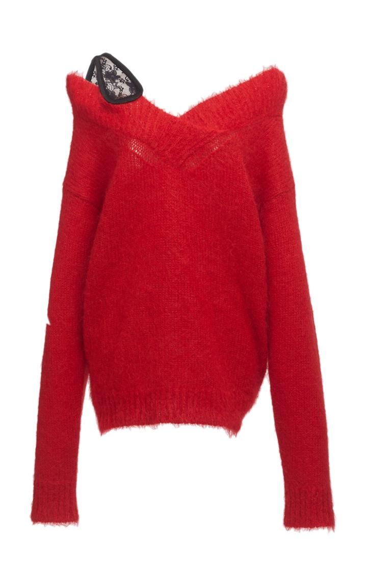 Christopher Kane Lace Shoulder Mohair-blend Pullover