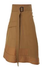 Derek Lam Belted Asymmetrical Cotton Midi Skirt