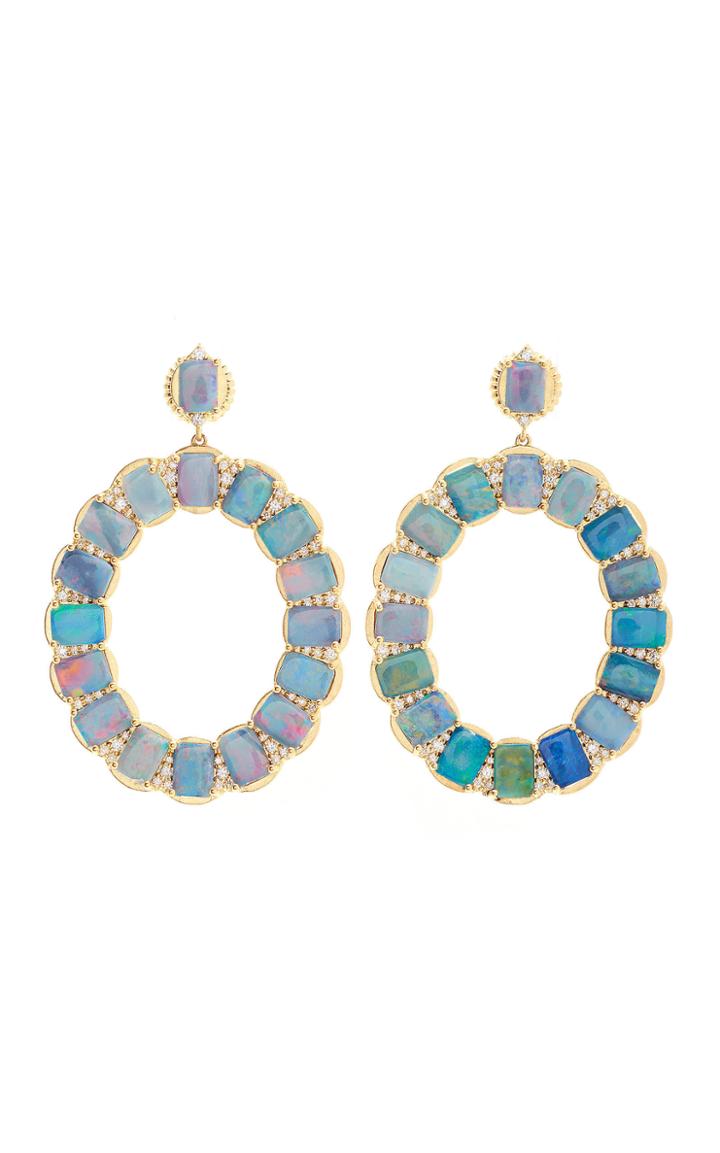 Jamie Wolf 18k Yellow Gold Opal And Diamond Oval Earring