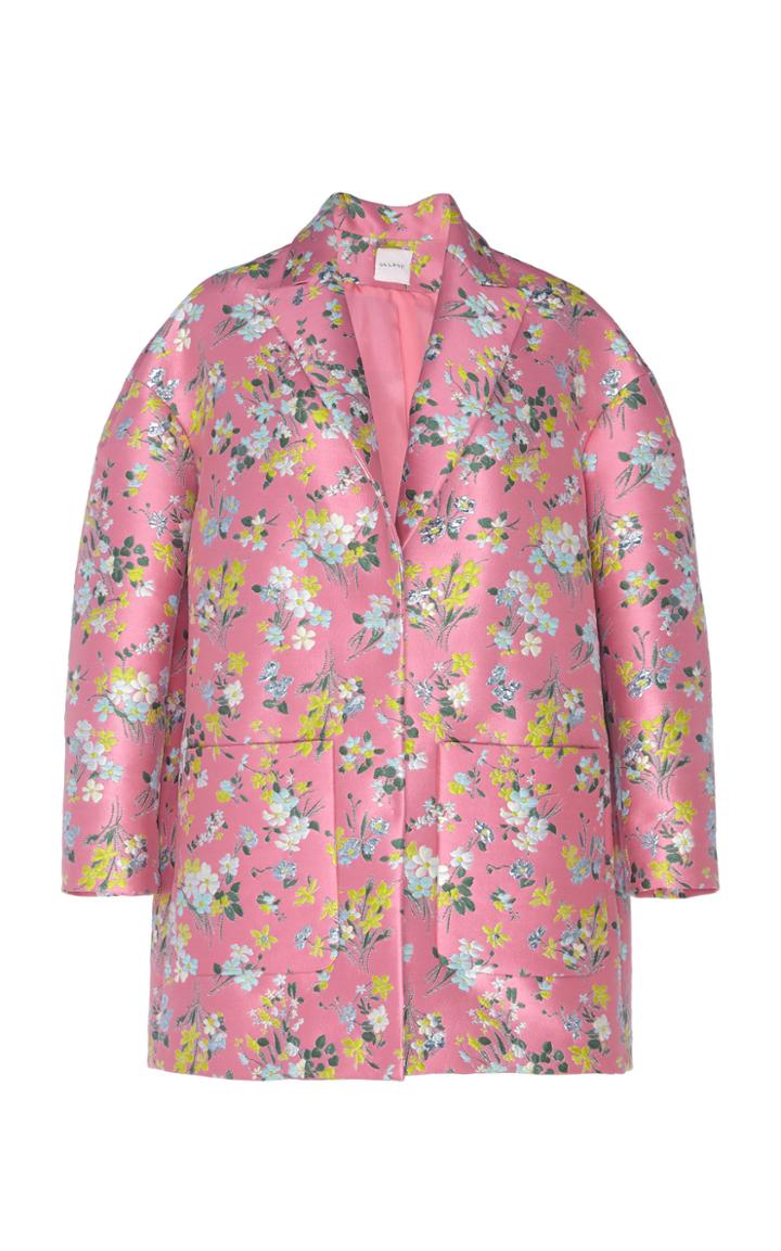 Delpozo Floral Jacquard Satin Coat