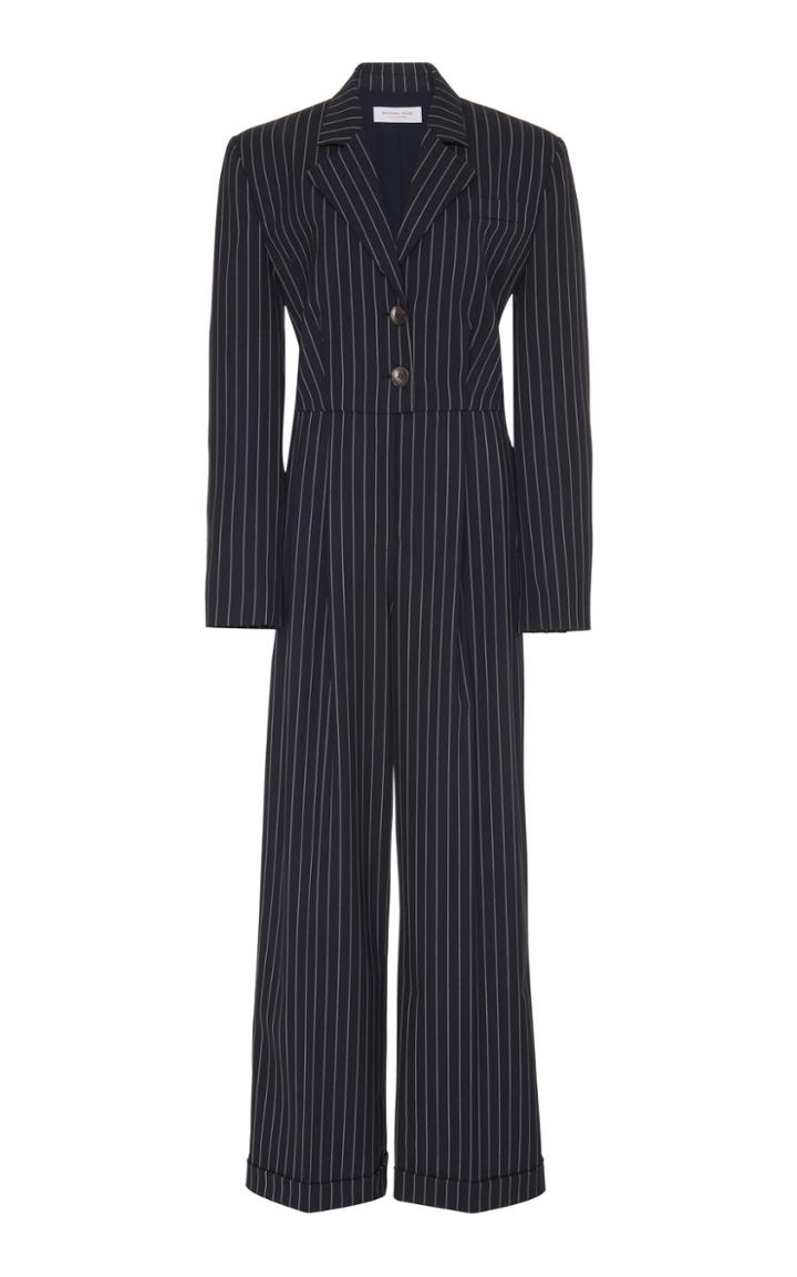 Moda Operandi Michael Kors Collection Pinstriped Stretch Wool Wide-leg Jumpsuit Size