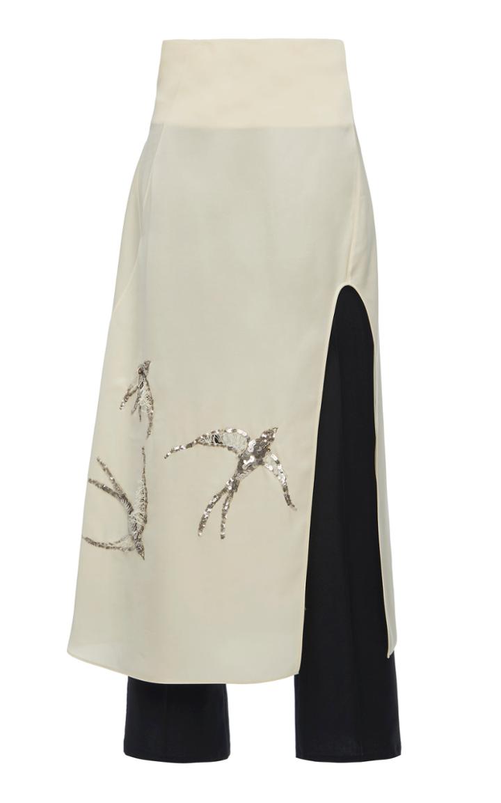 Moda Operandi Jil Sander Mallory Layered Satin Straight-leg Pants Size: 34