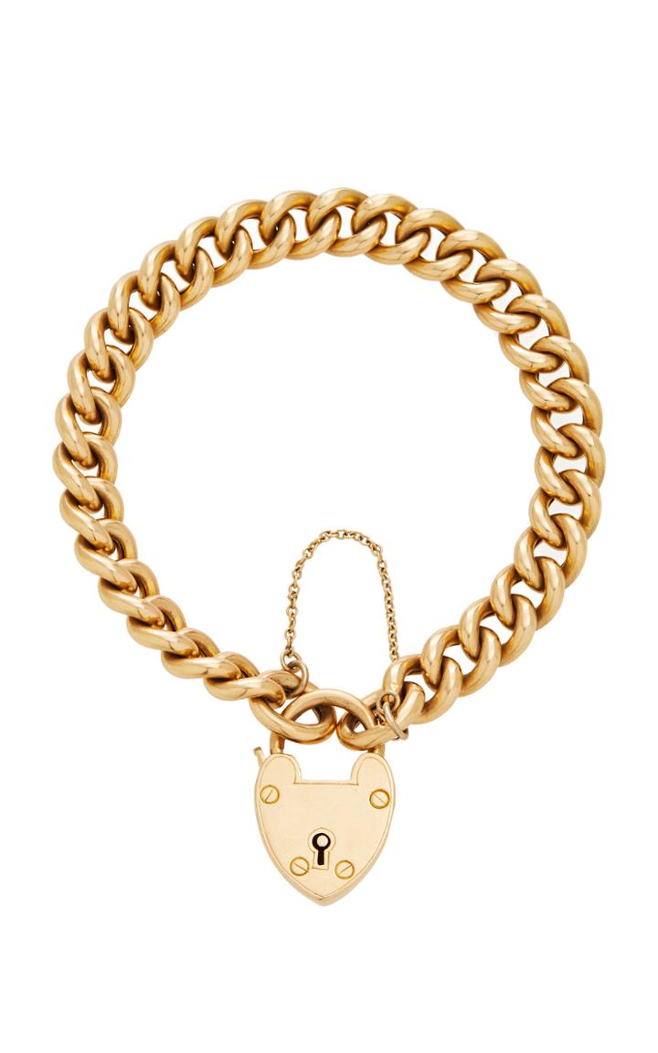 Moda Operandi Stephanie Windsor 18k Yellow Gold Victorian Heart Padlock Bracelet