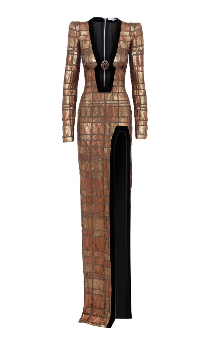 Moda Operandi Raisa Vanessa Slit Sequined Gown