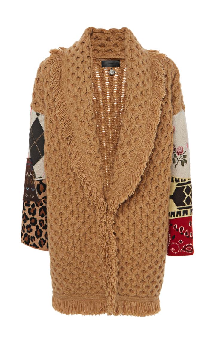 Moda Operandi Alanui Patchwork-detailed Fringed Wool-cashmere Cardigan