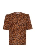 Attico Leopard Crewneck Cotton T-shirt Size: 42