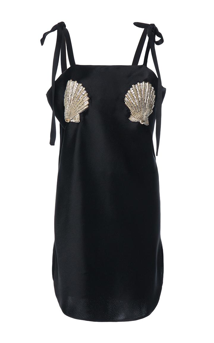 Attico Sabrina Mini Satin Dress With Shalles Embroidery