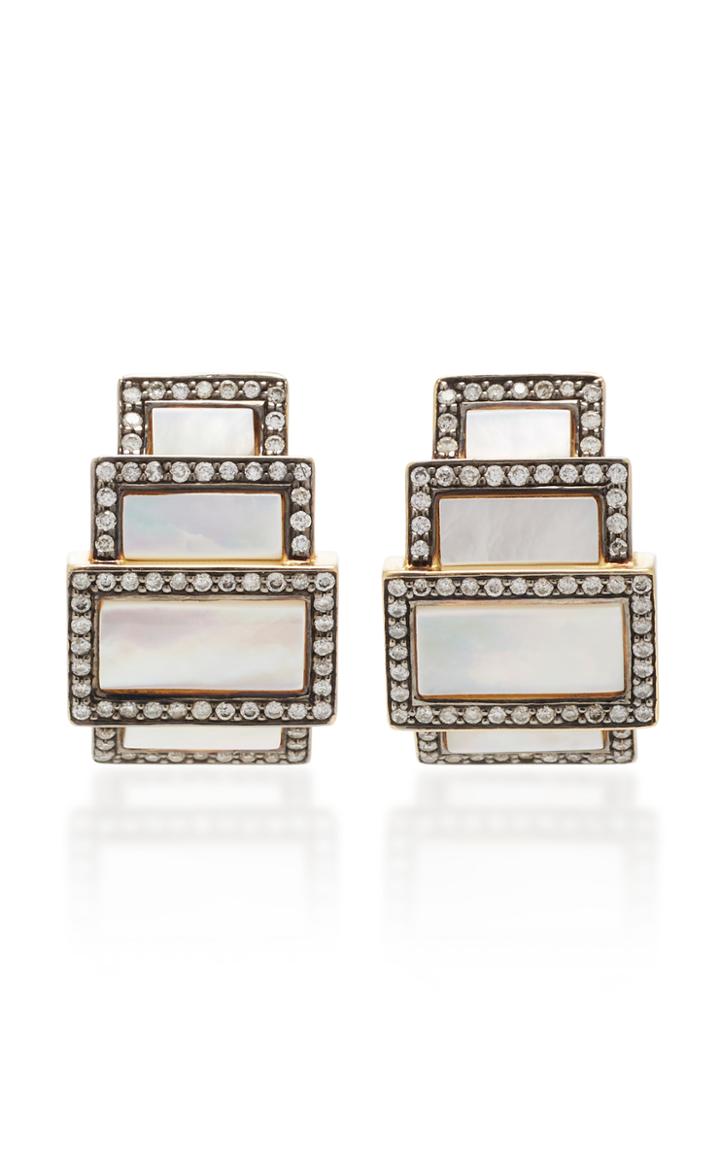 Sorellina 18k Gold And White Mother Of Pearl Diamond Earrings