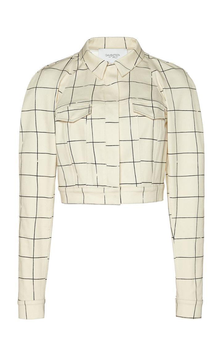 Moda Operandi Giambattista Valli Checked Cropped Crepe Jacket Size: 40