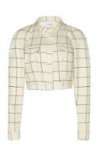 Moda Operandi Giambattista Valli Checked Cropped Crepe Jacket Size: 40