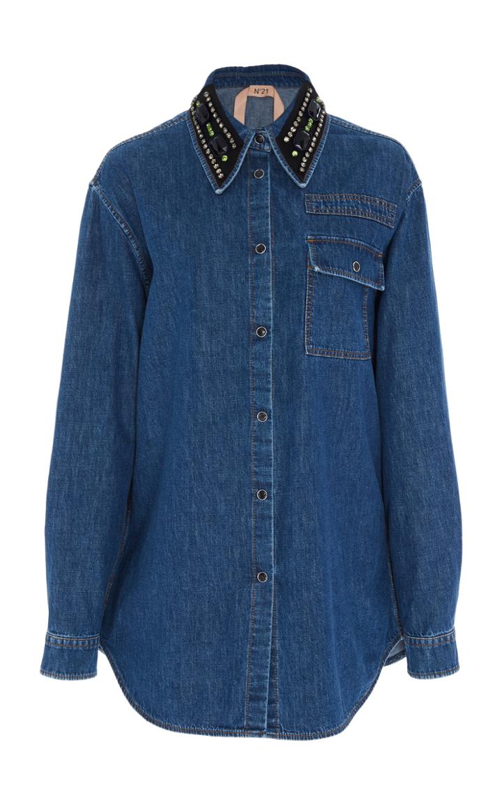 N 21 N&deg;21 Maria Denim Embellished Collar Shirt