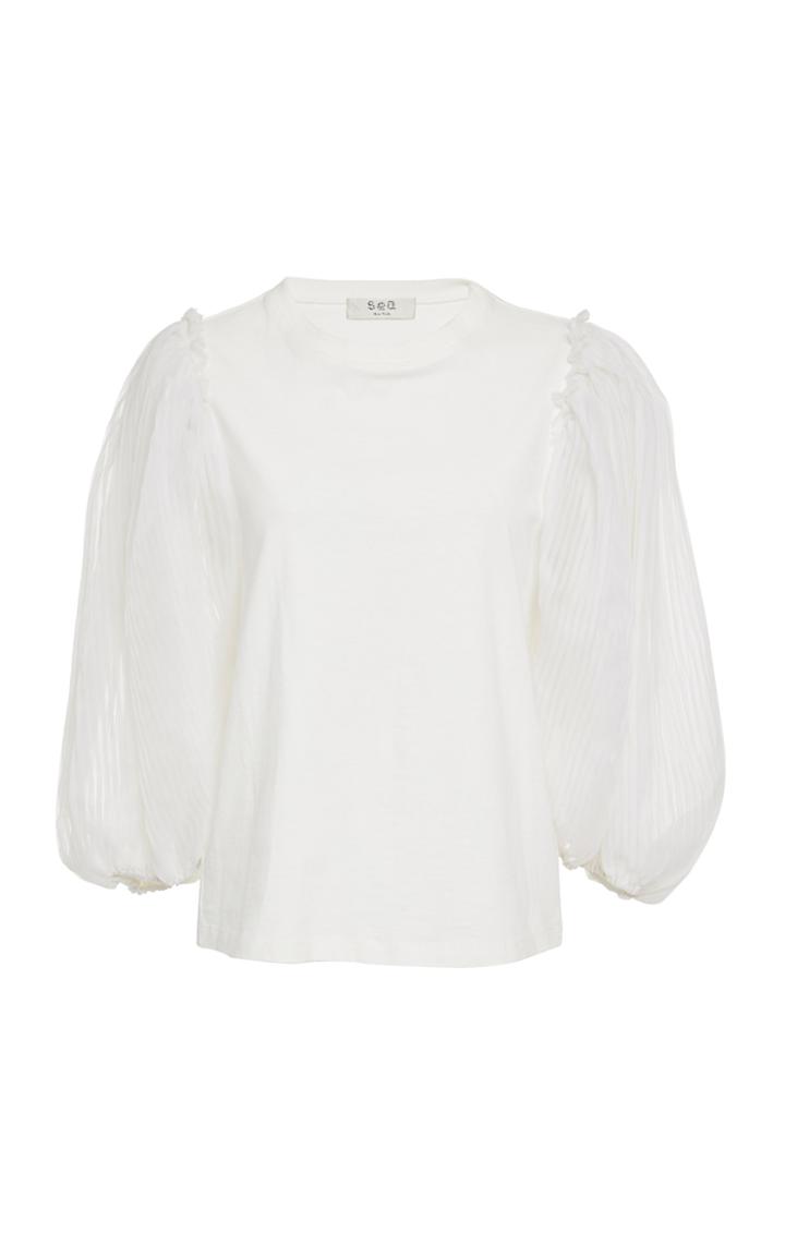 Sea Olive Wool And Silk Top