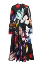 Prada Appliqud Floral-print Satin Midi Dress