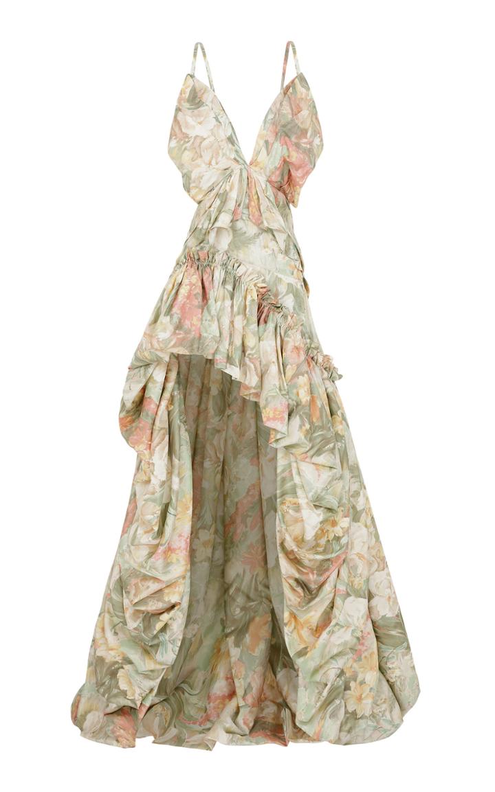 Raisa Vanessa Floral Patterned Assymmetrical Maxi Dress