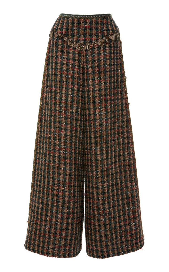 Anna Sui Forget Me Not Fringed Tweed Pant