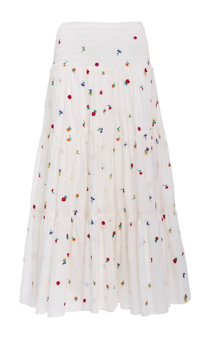Suno Embroidered Smocked Maxi Skirt