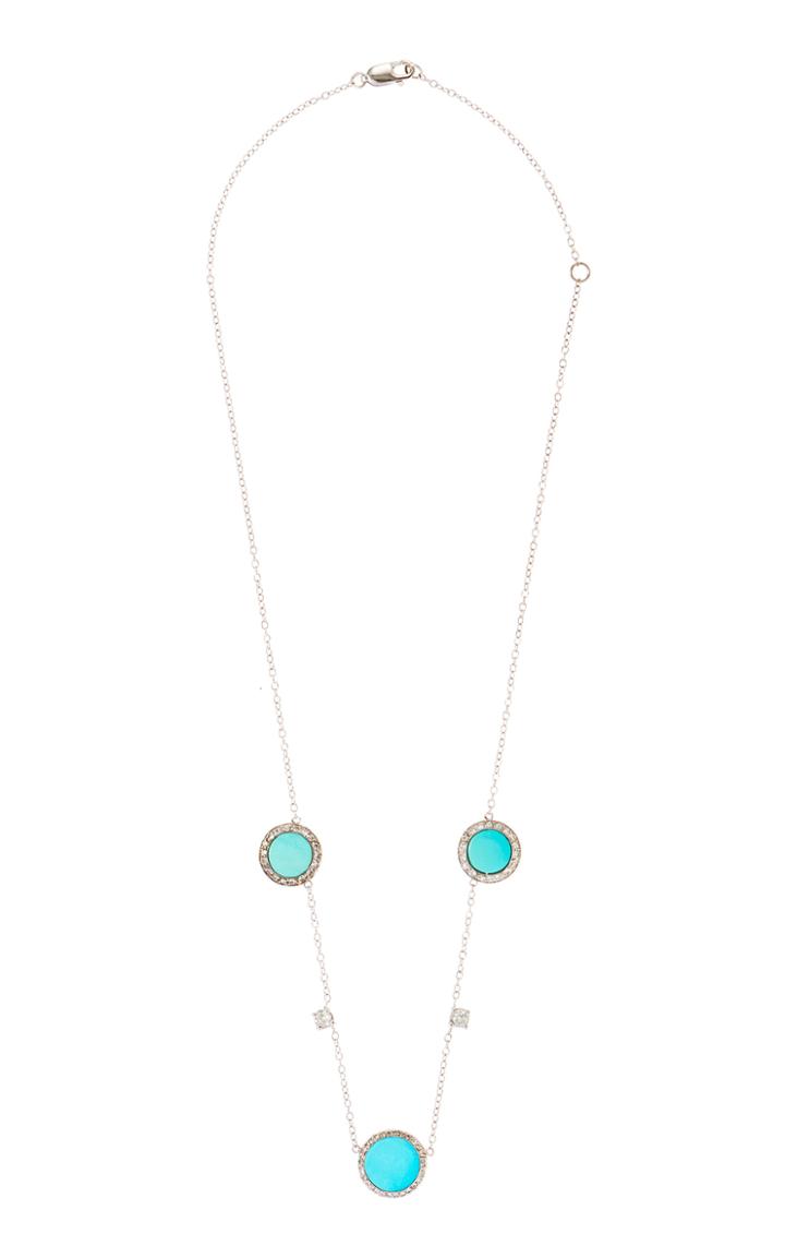 Mindi Mond Turquoise Old Cut Diamond Disk Necklace