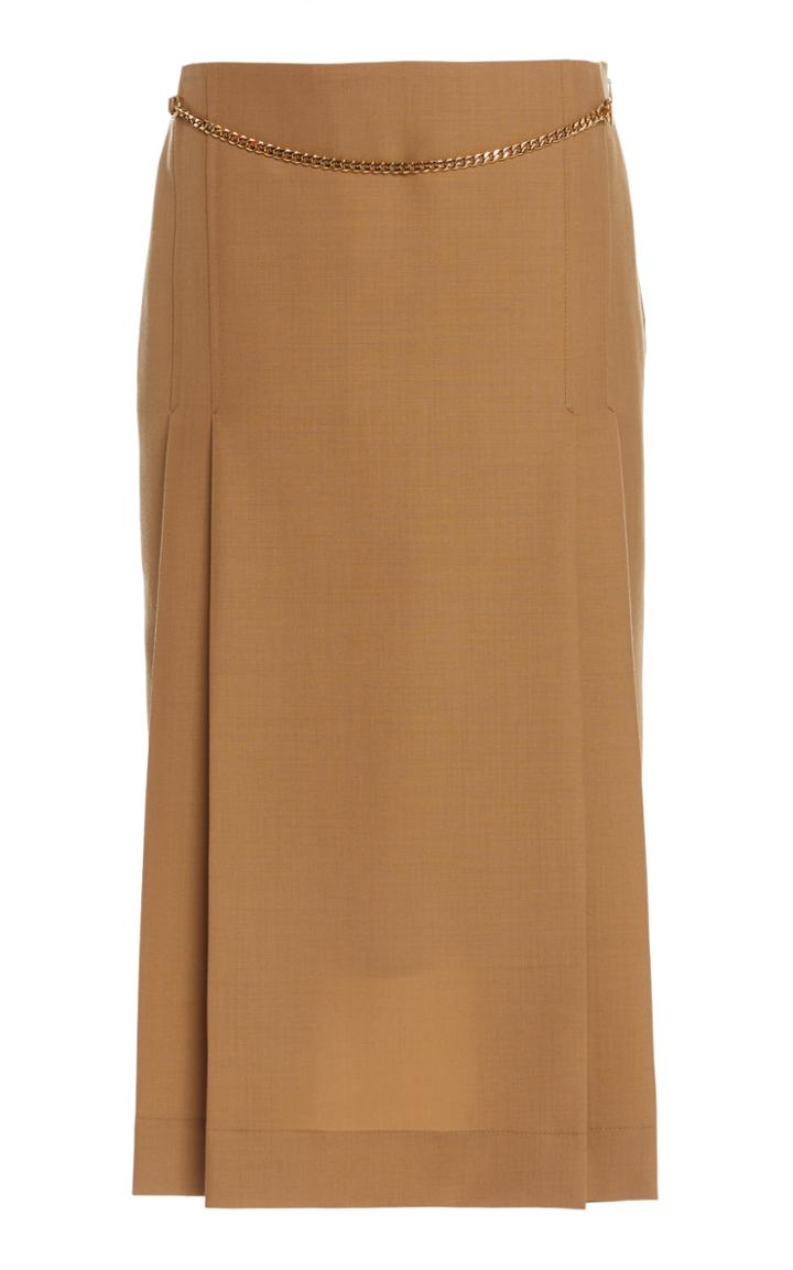Moda Operandi Victoria Beckham Chain Detailed Wool Midi Skirt