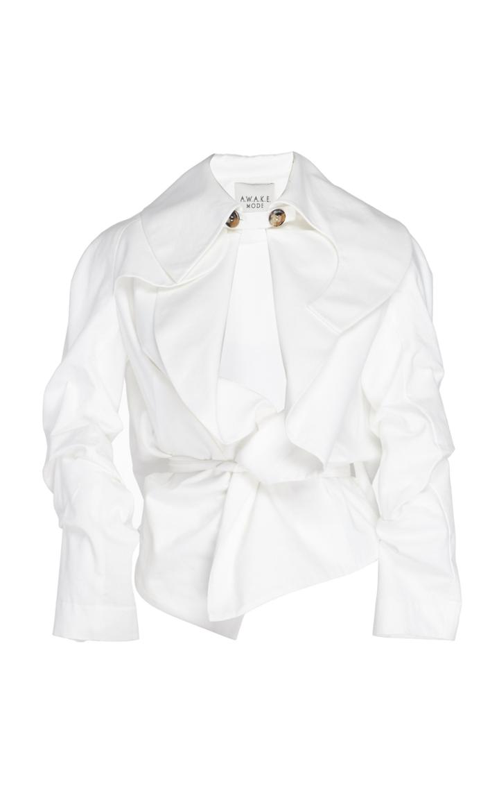 A.w.a.k.e. Draped Cotton Tie Blouse
