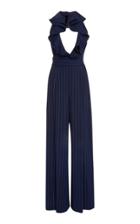 Ralph Lauren Alandra Ruffled Pinstriped Wool Jumpsuit