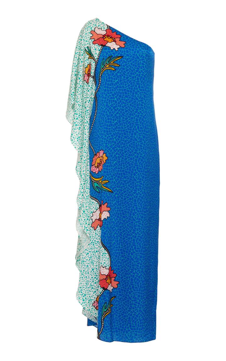 Mi Jong Lee One Shoulder Silk-blend Gown