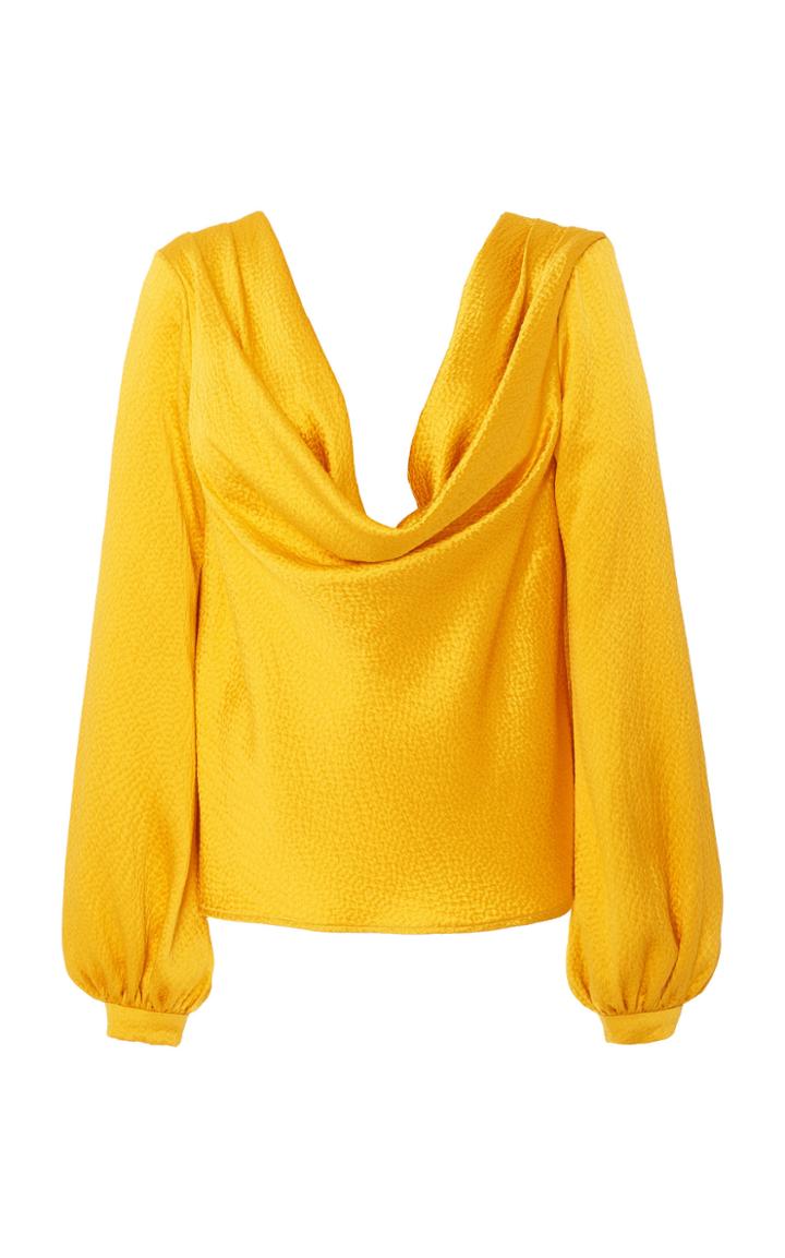 Rebecca De Ravenel Draped Pebbled Silk Top