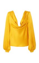 Rebecca De Ravenel Draped Pebbled Silk Top