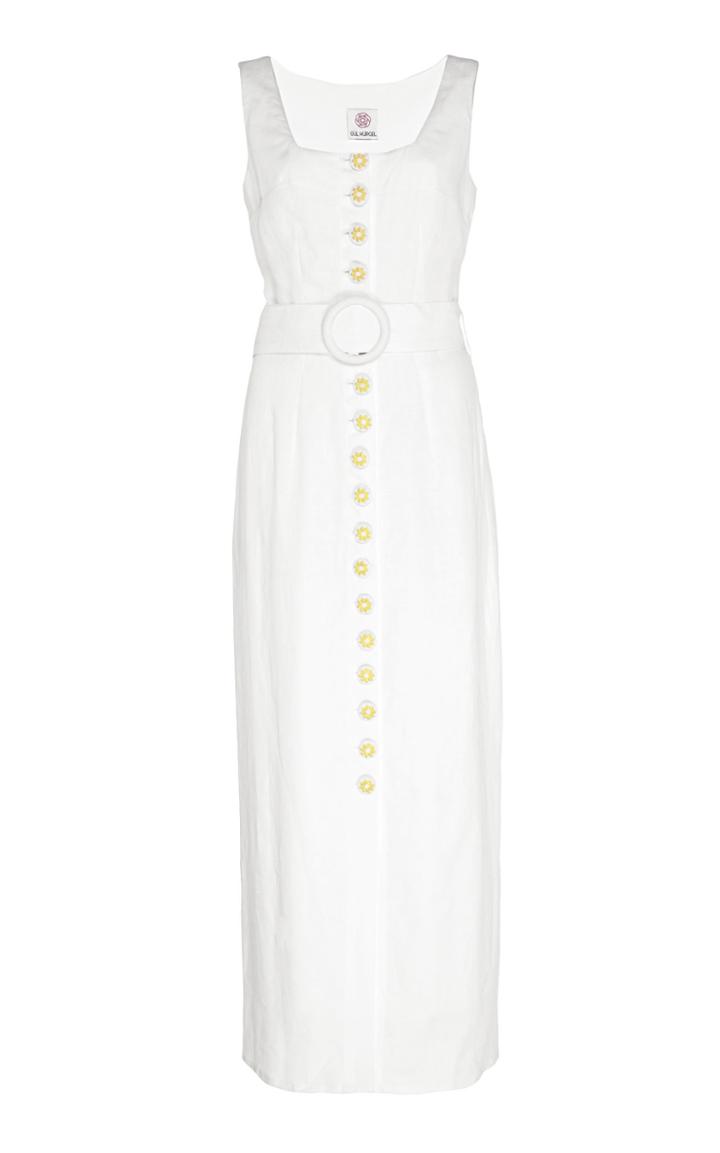 Moda Operandi Gl Hrgel Belted Button-front Linen Midi Dress Size: S