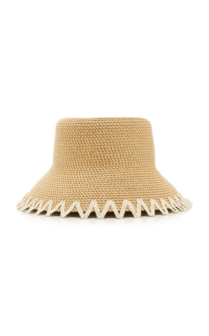Eric Javits Eloise Zig-zag Trim Woven Bucket Hat