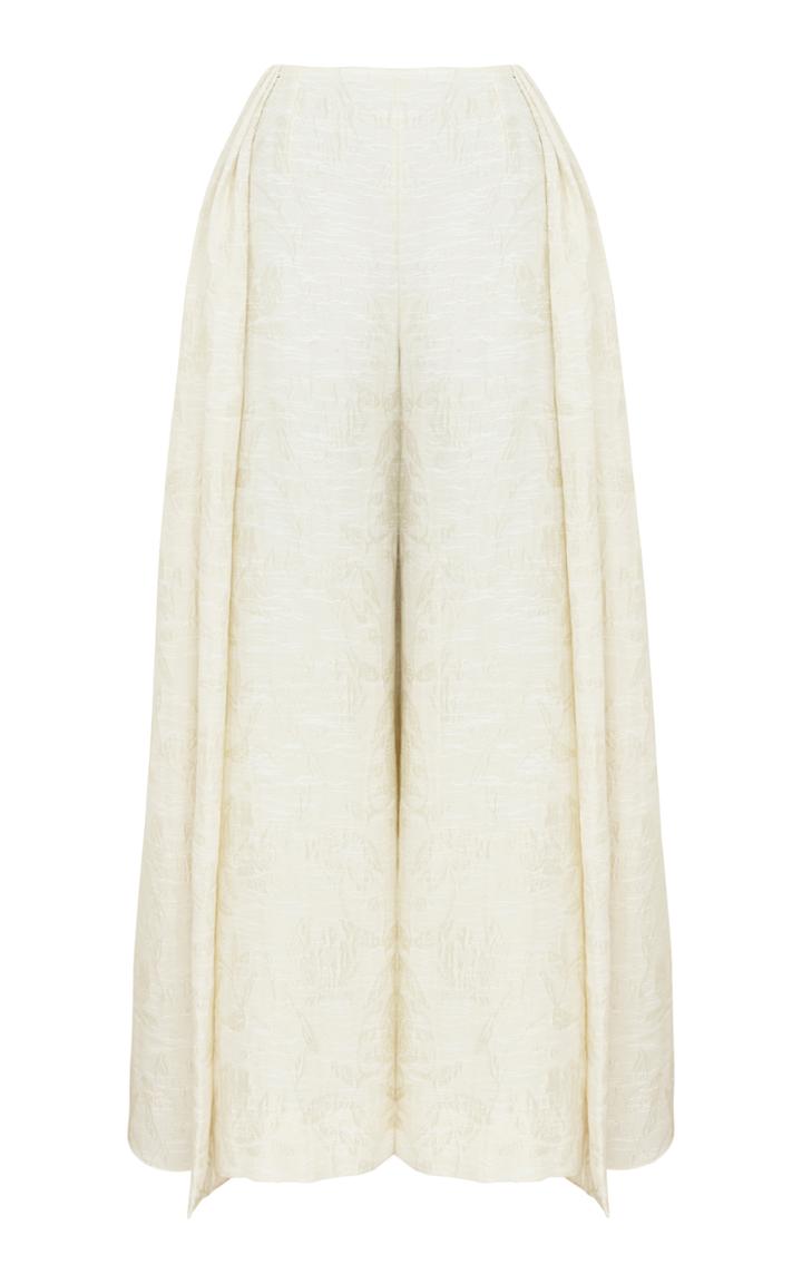 Razan Alazzouni Floral Jacquard Pants With Skirt Overlay