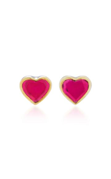 She Bee 14k Gold Topaz Heart Earrings