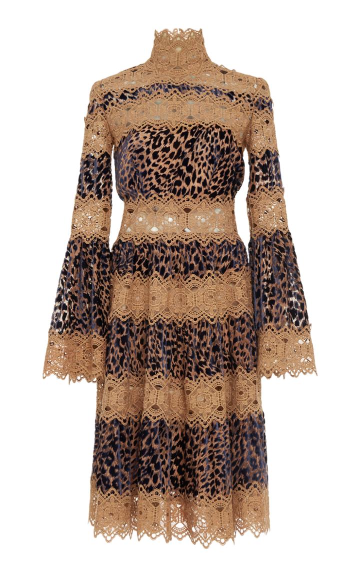 Costarellos Devore Leopard Short Dress