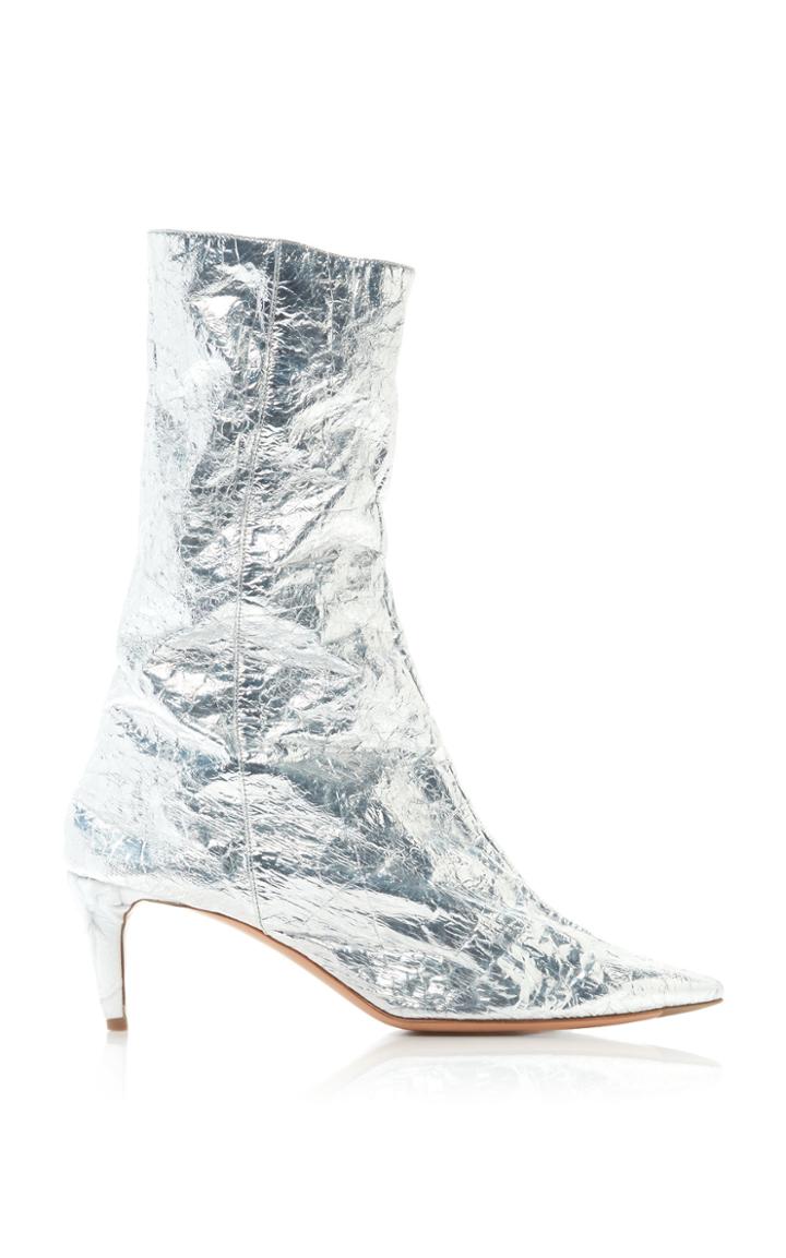 Acne Studios Beau Crinkled Leather Ankle Boots