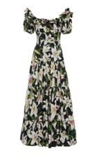Dolce & Gabbana Off-the-shoulder Floral-print Cotton-voile Maxi Dress